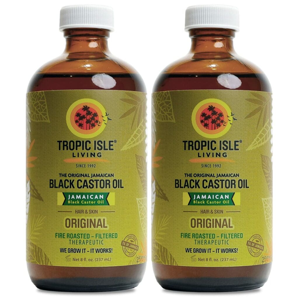 All Natural Jamaican Black Castor Oil | Rich in Vitamin E, Omega Fatty Acids and Minerals | For Hair Growth Oil, Skin Conditioning, Eyebrows  Eyelashes, Scalp and Nail Care | Grow, Strengthen, Moisture  Repair - Glass Bottle 8oz (Pack of 2)