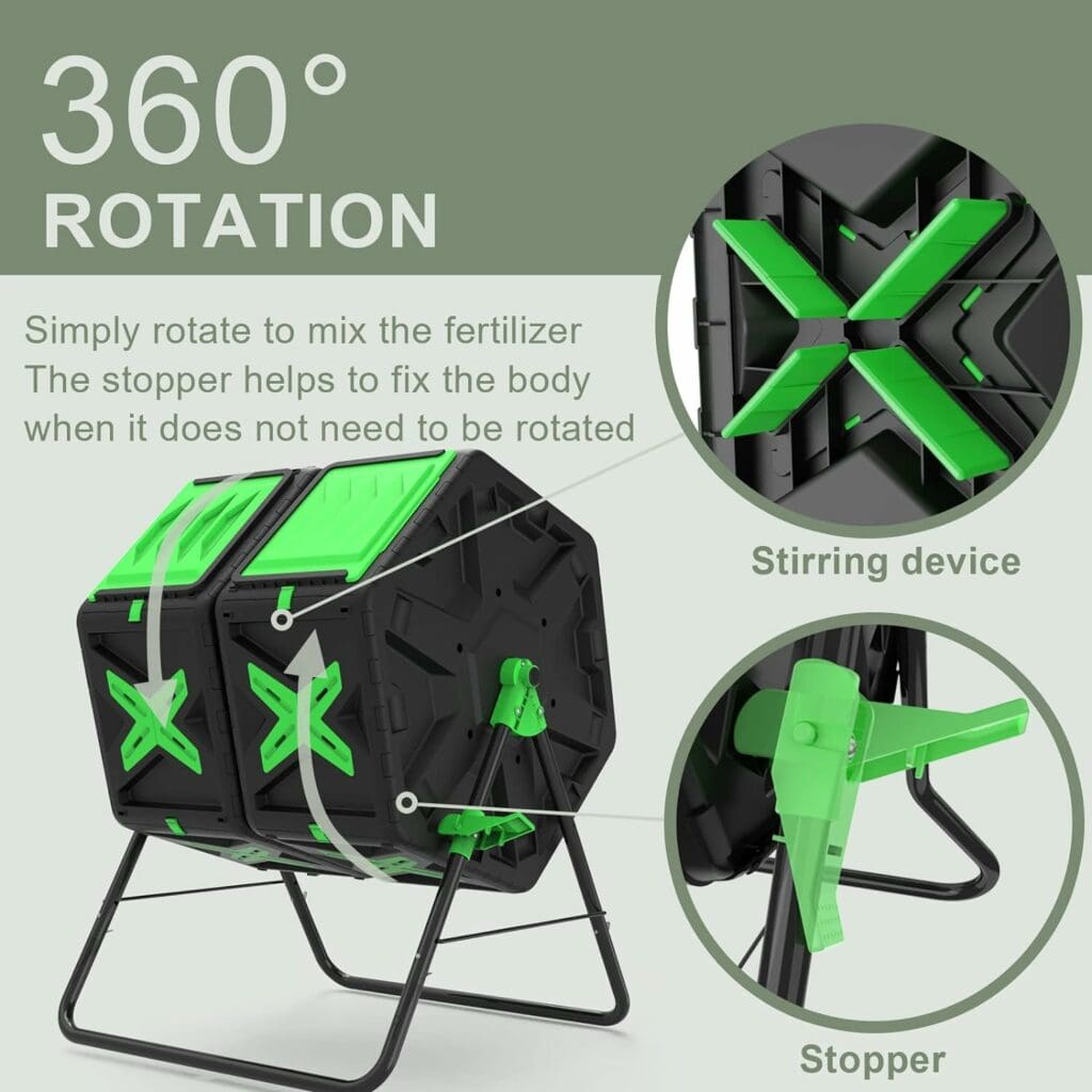 Amazon.com : SQUEEZE master Large Dual Chamber Compost Bin Tumbler Outdoor Garden- Easy Rotating- Sturdy Steel Frame-Fast Composting (Green, 2 × 18.5 Gallon) : Patio, Lawn  Garden