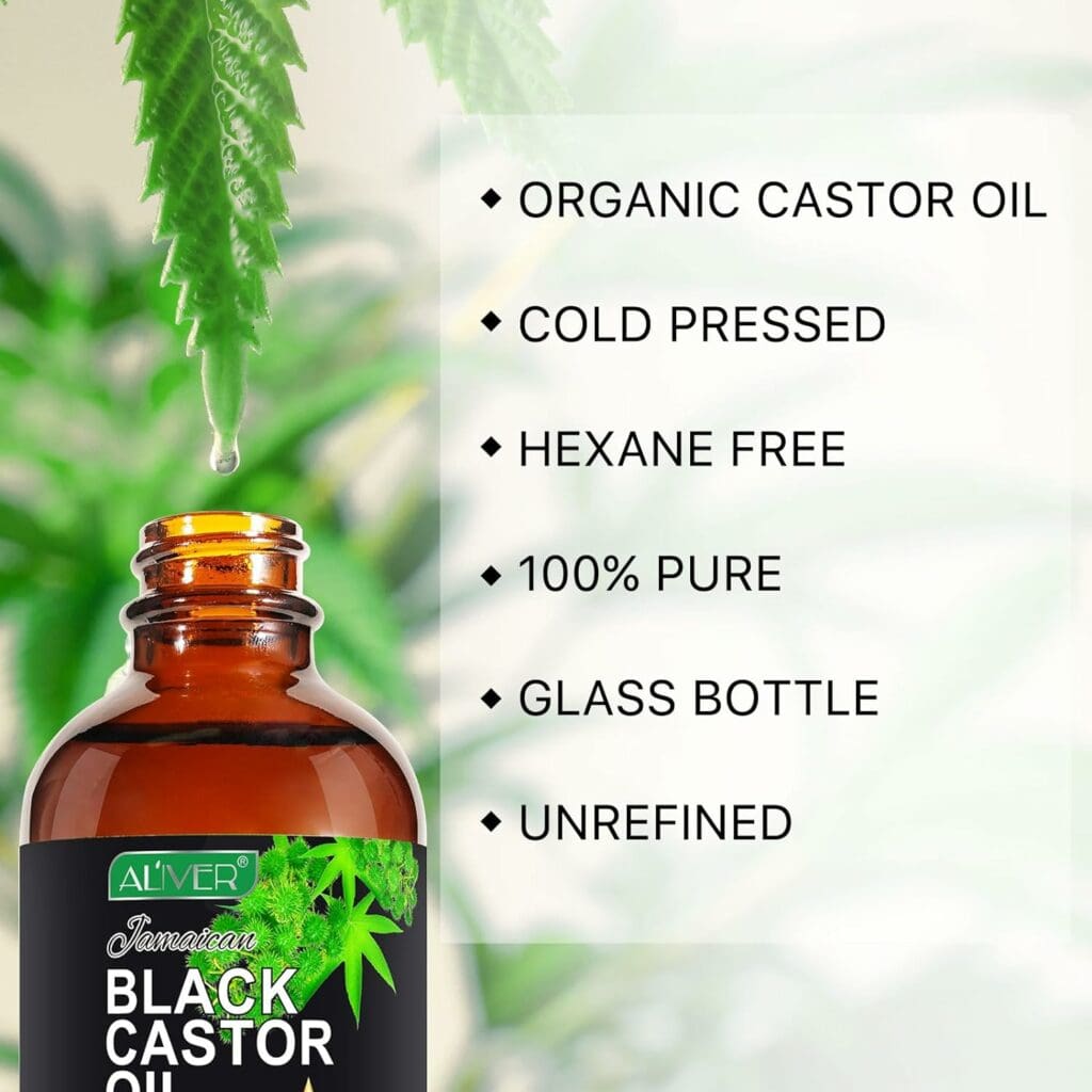 DuoXingTang Castor Oil Organic Cold Pressed Unrefined,100% Pure Natural Jamaican Black Castor Oil in Glass Bottle for Hair Growth, Eyelashes and Eyebrows and Body Oils - Moisturizing Massage Oil