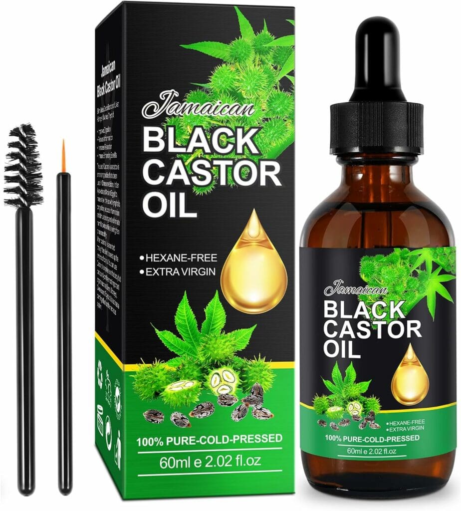 DuoXingTang Castor Oil Organic Cold Pressed Unrefined,100% Pure Natural Jamaican Black Castor Oil in Glass Bottle for Hair Growth, Eyelashes and Eyebrows and Body Oils - Moisturizing Massage Oil