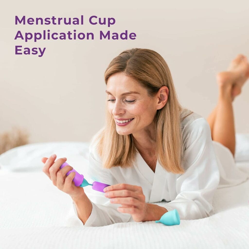 Ecoblossom Menstrual Cup Applicator Tool - Comfortable  Easy Insertion - Hygienic  Reusable - Compatible with Most Period Cups - Teal (Must be Used with Lubricant)