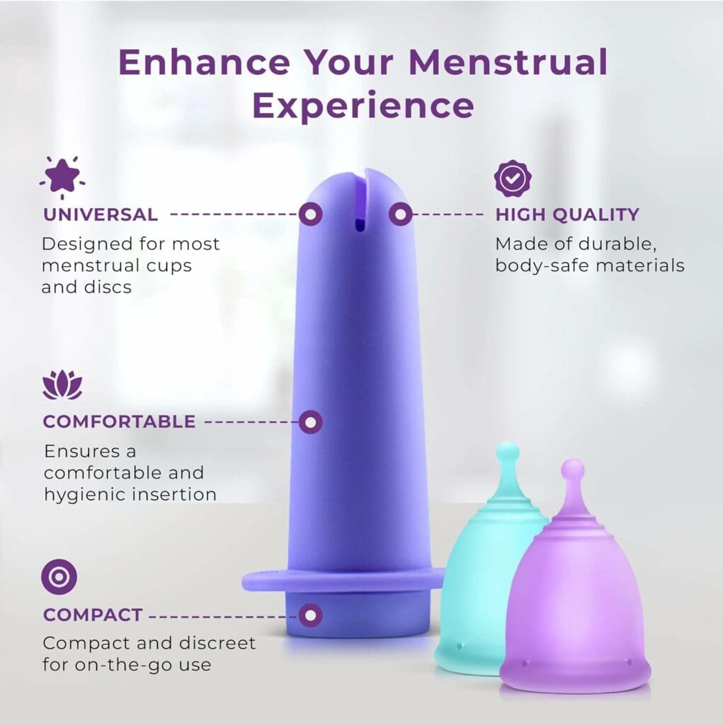 Ecoblossom Menstrual Cup Applicator Tool - Comfortable  Easy Insertion - Hygienic  Reusable - Compatible with Most Period Cups - Teal (Must be Used with Lubricant)