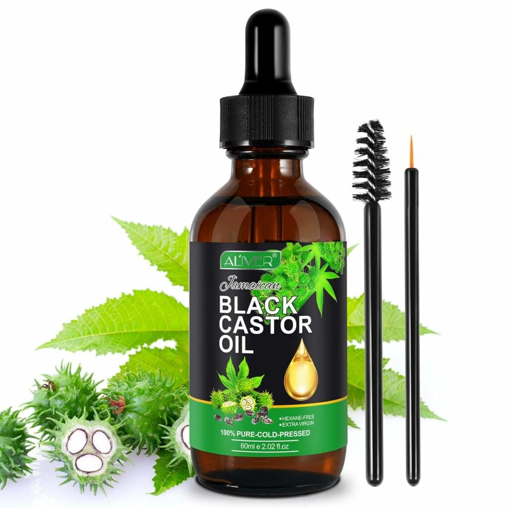 HRAMEX Jamaican Black Castor Oil,Organic Castor Oil for Body Hair Skin,100% Pure Cold Pressed Organic Black Castor Oil,Hexane Free - Hair Growth, Eyelashes, Eyebrows, Skin  Body Massage