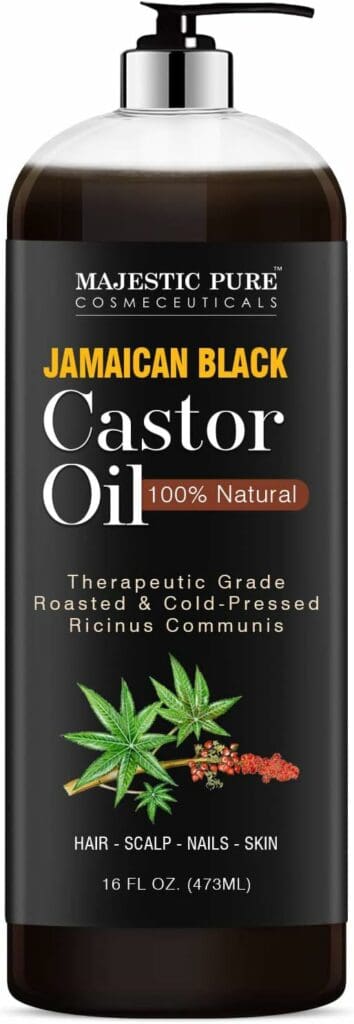 MAJESTIC PURE Jamaican Black Castor Oil for Hair Growth  Natural Skin Care - Roasted  Cold-Pressed - Massage, Scalp, Hair and Nails - 16 fl oz