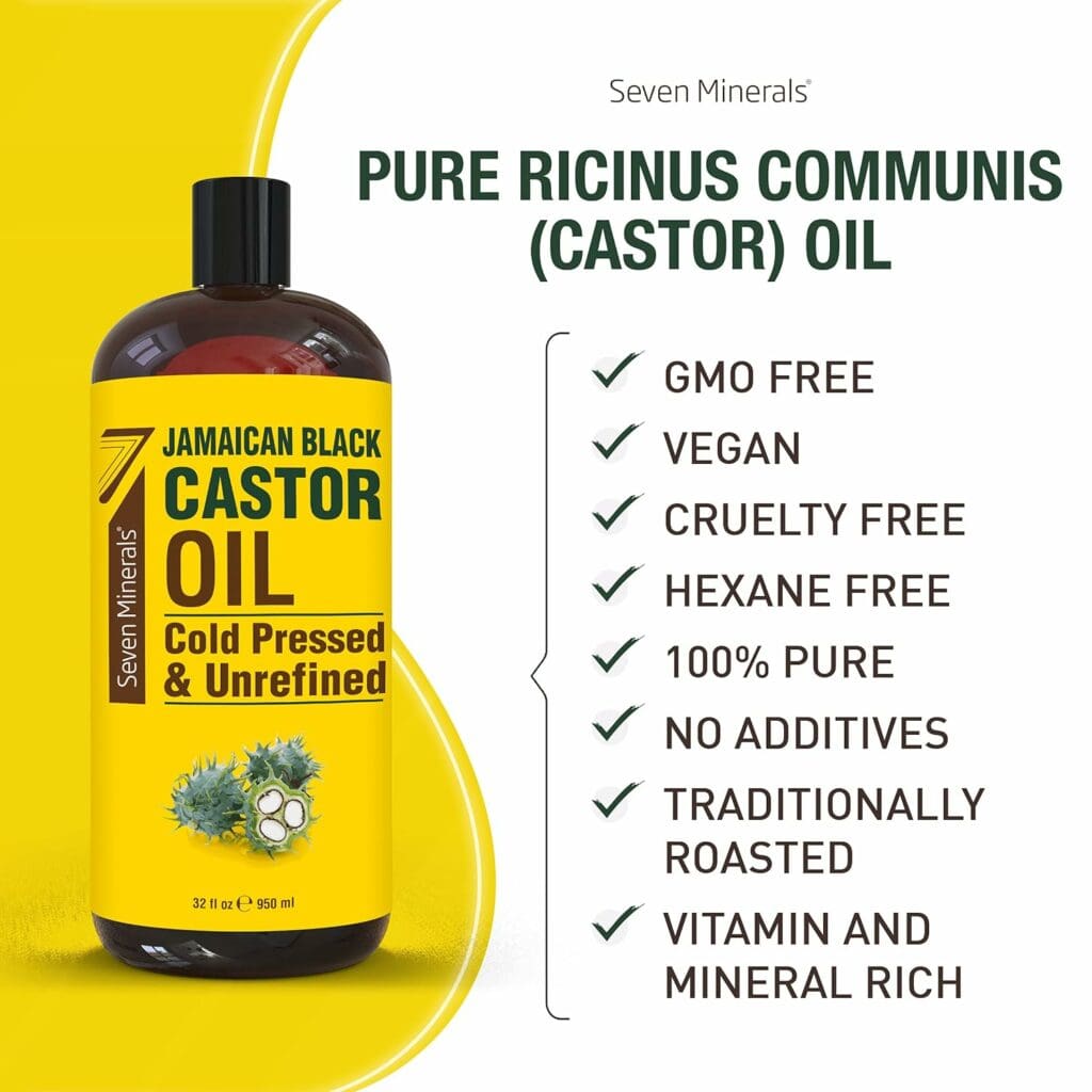 Pure Jamaican Black Castor Oil - Big 32 fl oz Bottle - Unrefined  Hexane Free - 100% Pure Jamaican Black Castor Oil for Hair Growth, Thicker Eyelashes  Eyebrows, Dry Skin, Healing, Hair Care