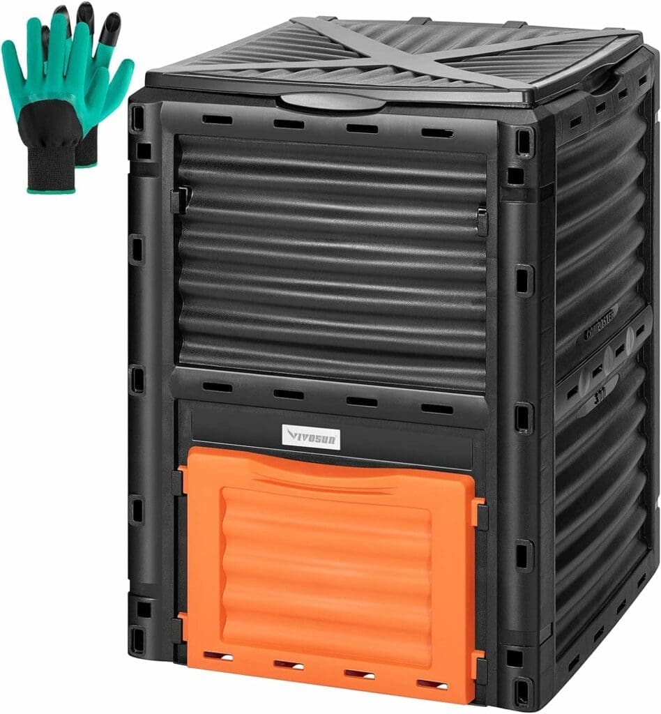 VIVOSUN Compost Bin 80Gallon (300L), Outdoor Composter W/Large Capacity  Easy Assembling, Compost Barrel for Fast Creation of Fertile Soil