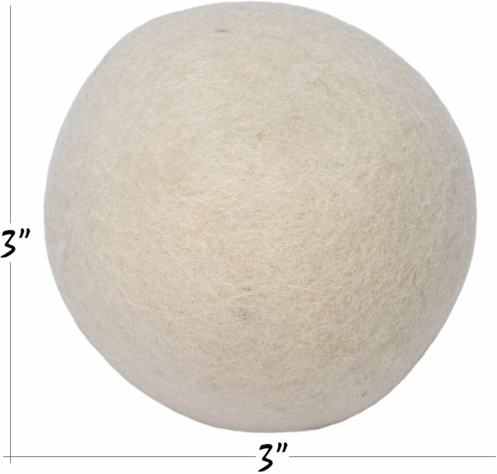 Wool Dryer Balls - Natural Fabric Softener, Reusable, Reduces Clothing Wrinkles and Saves Drying Time. The Large Dryer Ball is a Better Alternative to Plastic Balls and Liquid Softener. (Pack of 6)