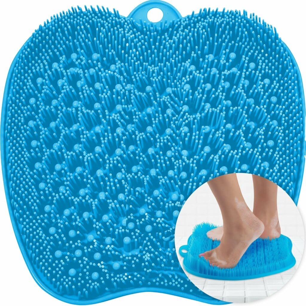 Love, Lori Foot Scrubber for Use in Shower - Foot Cleaner  Shower Foot Massager Foot Care for Men  Women to Soothe Achy Feet - Non Slip Suction (Blue) - Shower Accessories