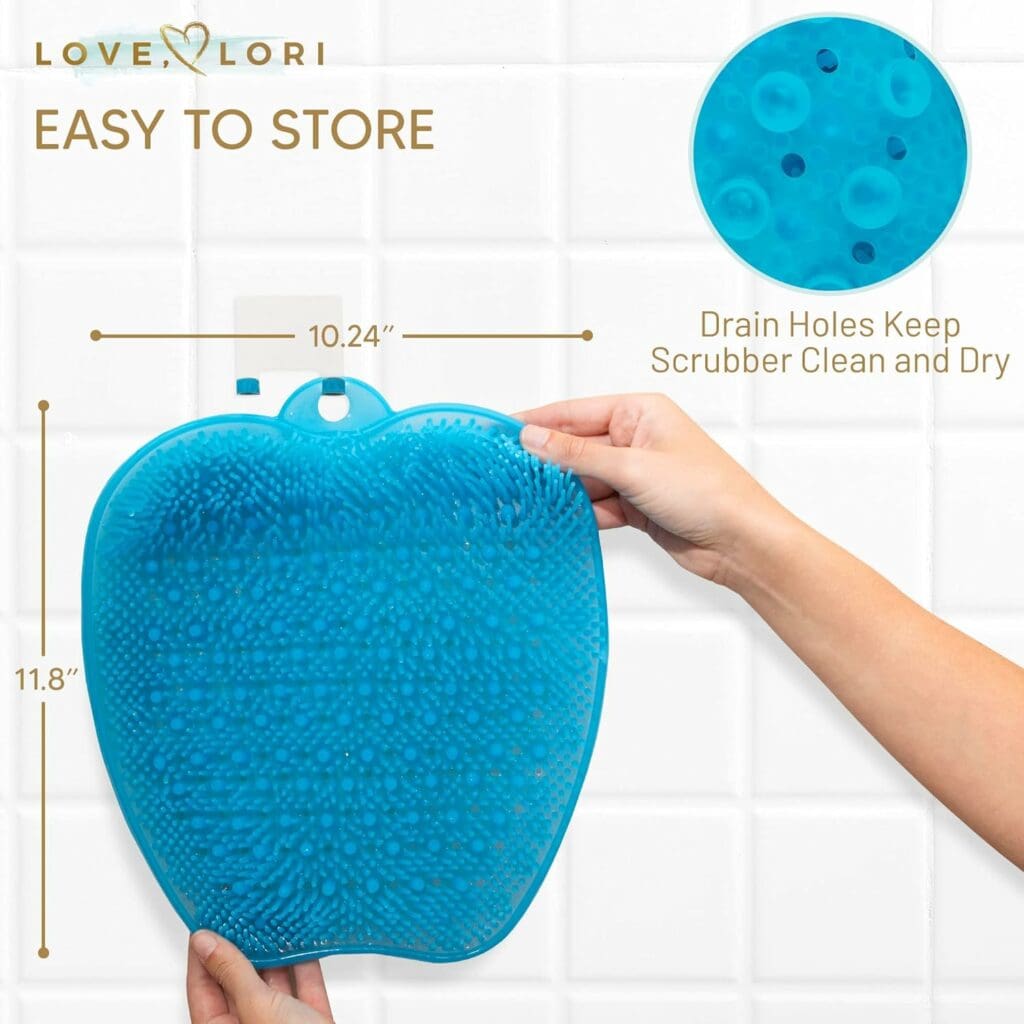 Love, Lori Foot Scrubber for Use in Shower - Foot Cleaner  Shower Foot Massager Foot Care for Men  Women to Soothe Achy Feet - Non Slip Suction (Blue) - Shower Accessories