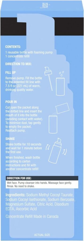 Neutrogena Reusable Gentle Foaming Facial Cleanser Starter Kit, Fragrance-Free Face Wash Concentrate is Gentle Enough for Sensitive Skin, 1 Reusable Pump Bottle  1 Refill Pack, 7.5 fl. oz